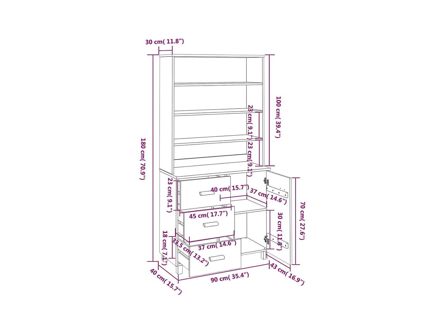 bahut commode armoire bois marron 90 x 40 x 180 cm 02_0032143