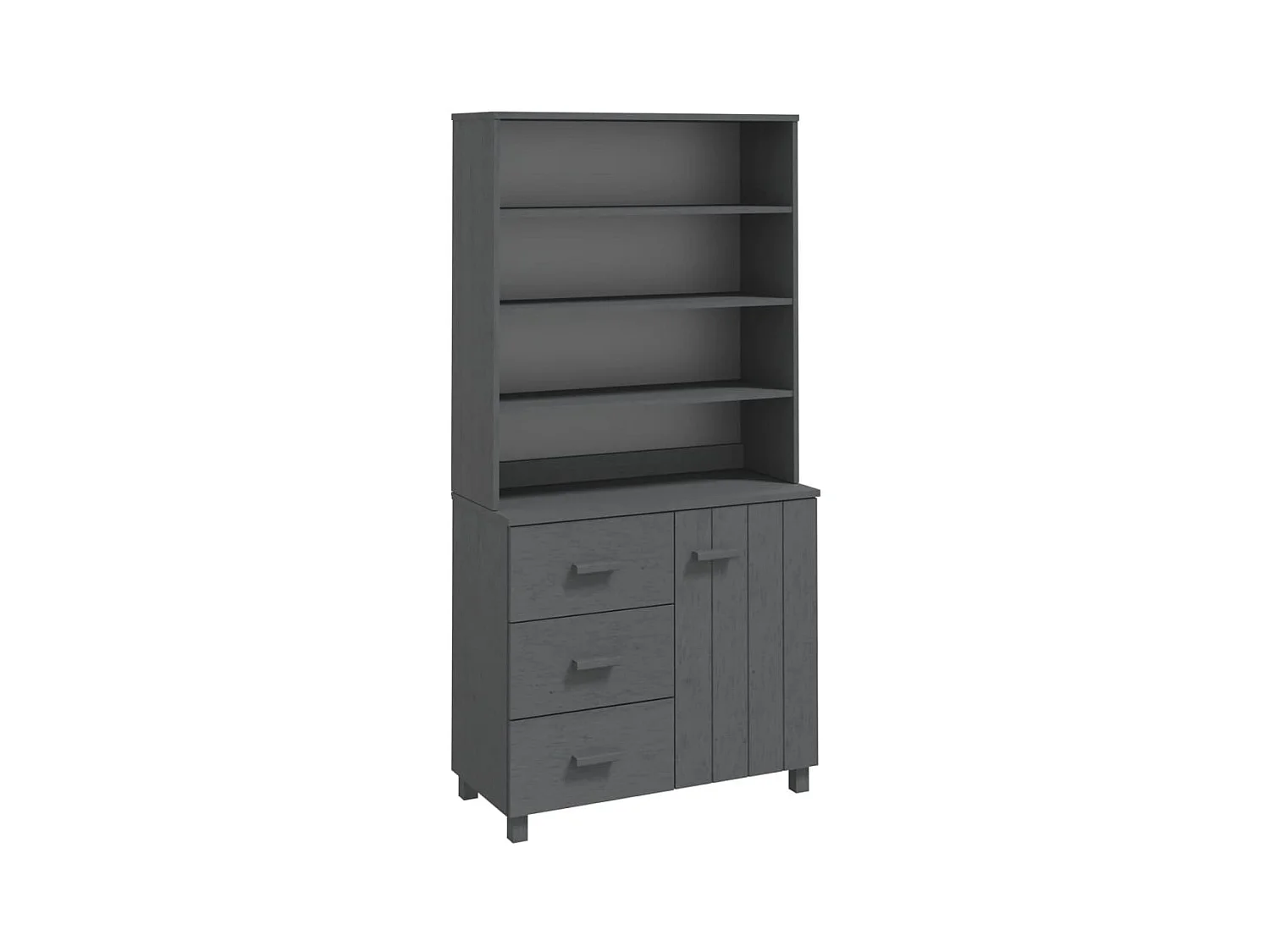 Credenza cassettiera cassettiera mobile contenitore organizer cucina soggiorno soggiorno legno massello di pino grigio scuro 02_0032143