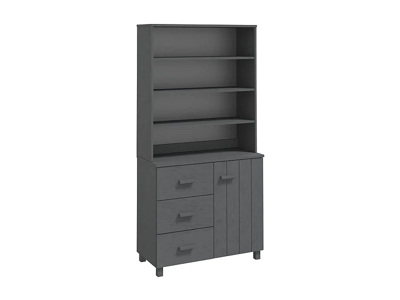 Aparador buffet cómoda armario mueble organizador cocina salón salón madera maciza de pino gris oscuro 02_0032143