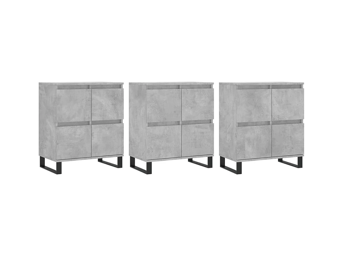 Credenza buffet cassettiera mobile contenitore organizer cucina soggiorno soggiorni 3 pz derivati ​​del legno grigio 02_0037140