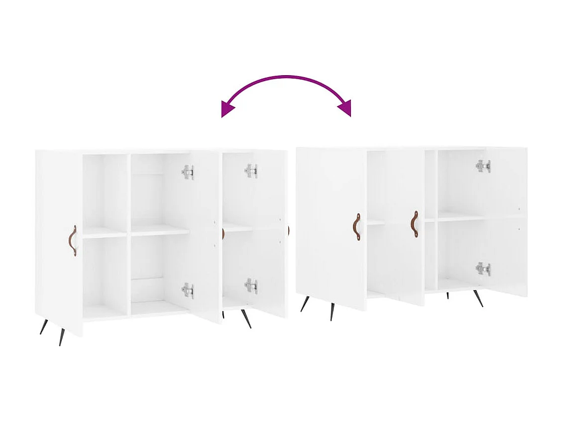 Aparador buffet cómoda mueble mueble de almacenaje organizador cocina salón salón brillante 90 x 34 x 80 cm madera contrachapada blanco 02_0030781