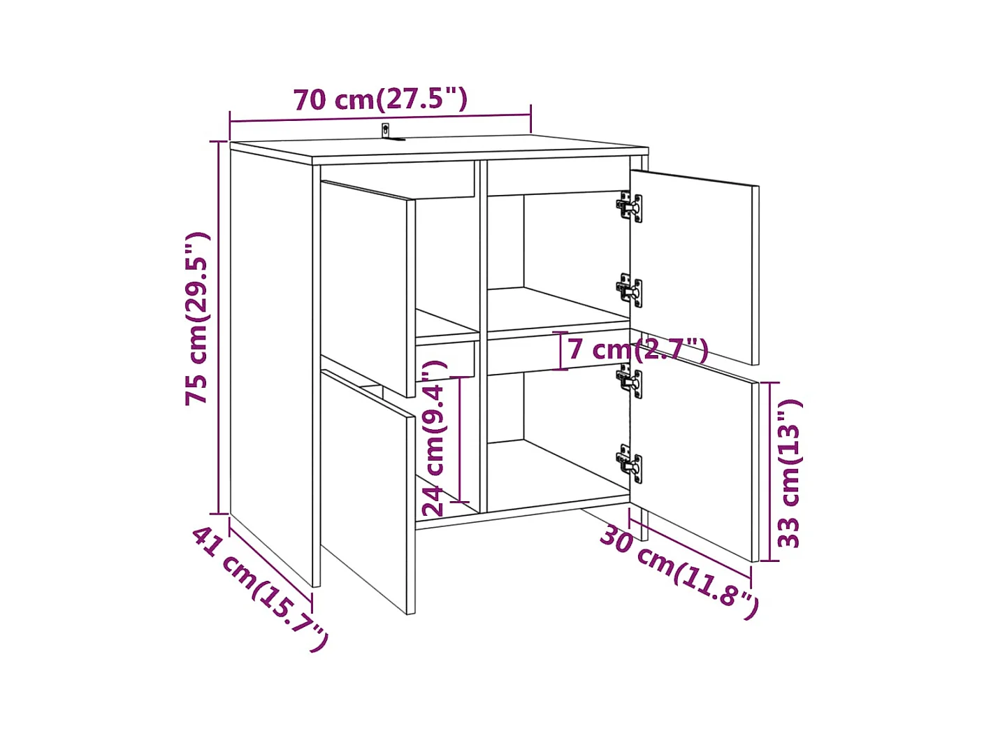 Credenza buffet cassettiera mobile contenitore organizer cucina soggiorno soggiorno 70 x 41 x 75 cm derivati ​​del legno marrone 02_0031095