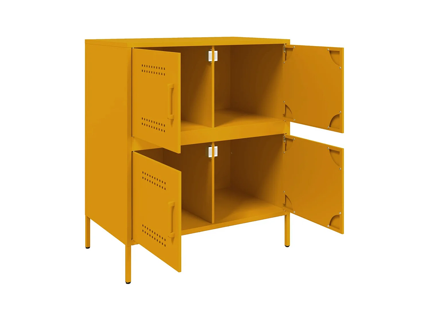 Credenza buffet cassettiera mobile contenitore organizer cucina soggiorno soggiorno giallo senape 68 x 39 x 79 cm acciaio Giallo 02_0035708