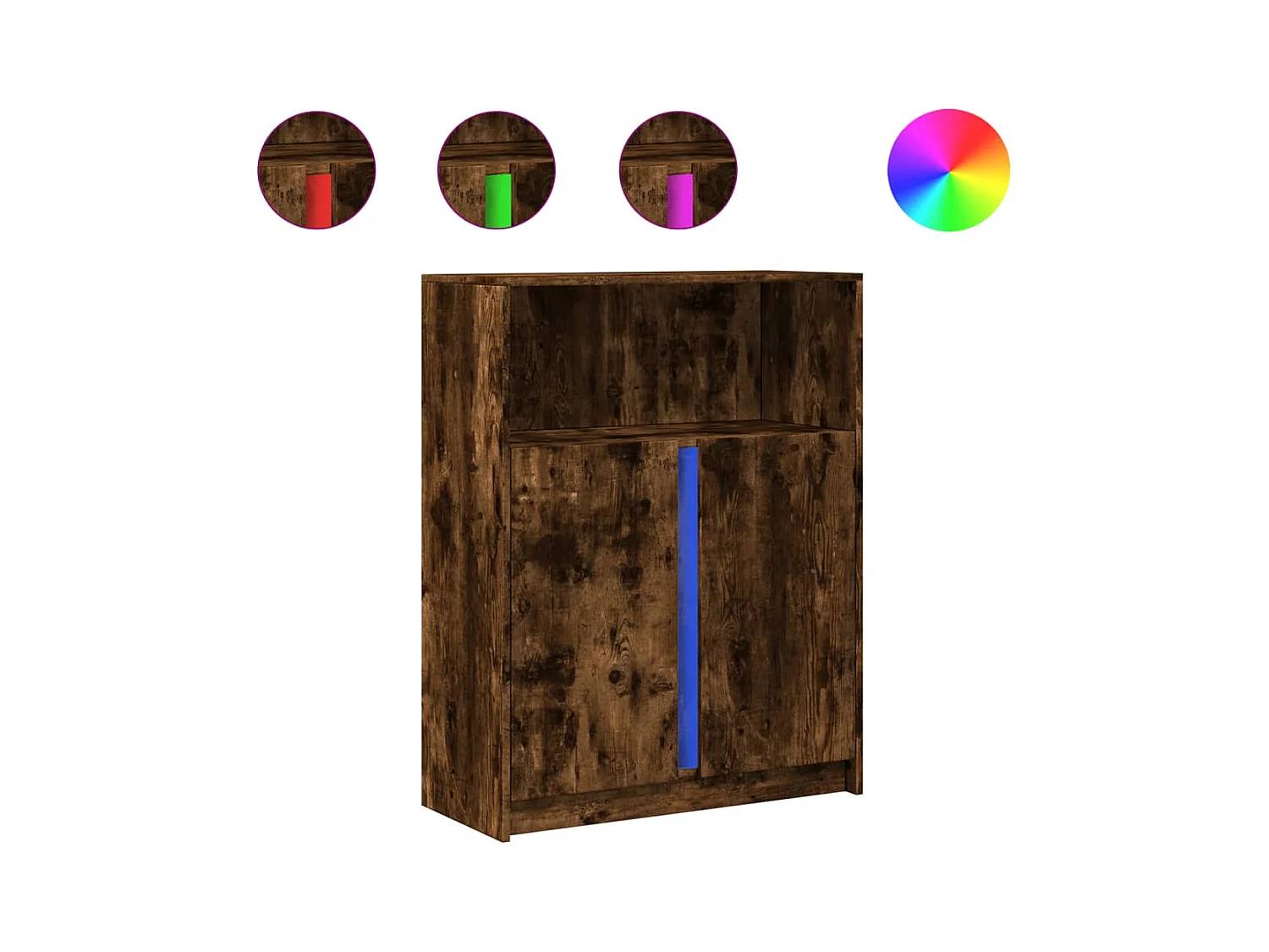 Aparador cómoda cómoda armario mueble organizador cocina salón salón con LED 77 x 34 x 100 cm madera contrachapada marrón 02_0029783