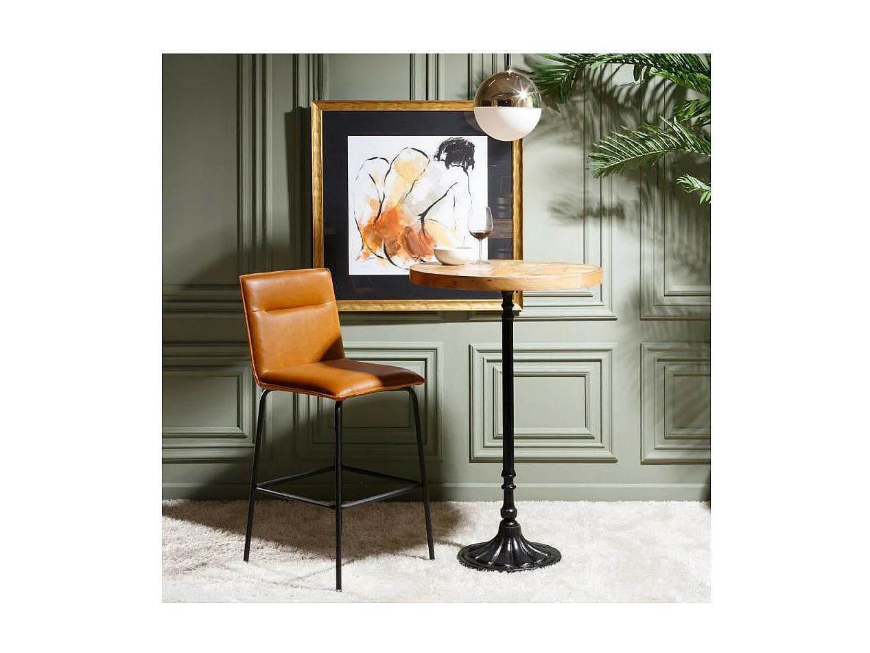 Table haute ronde Bois/Métal scuplté - SALY