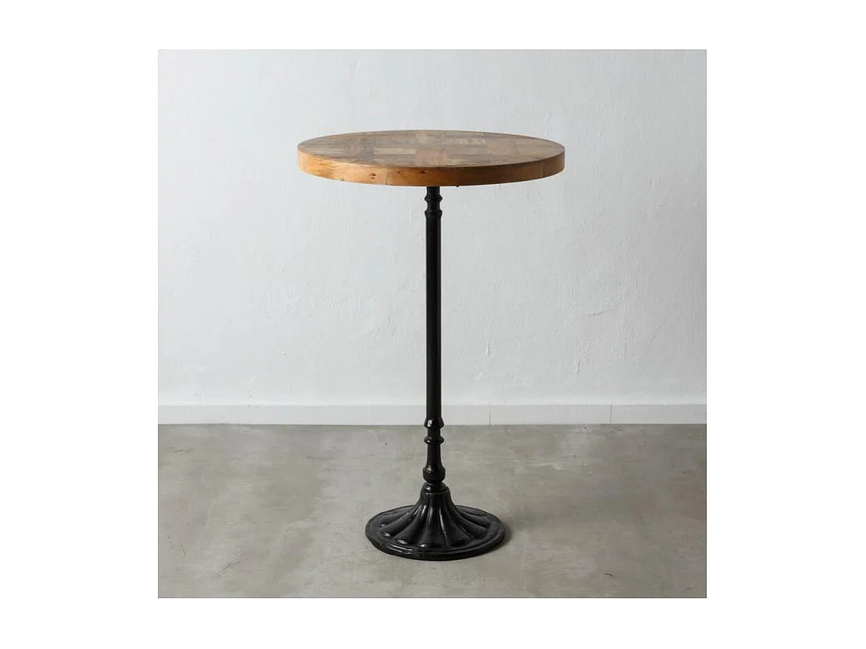 Table haute ronde Bois/Métal scuplté - SALY