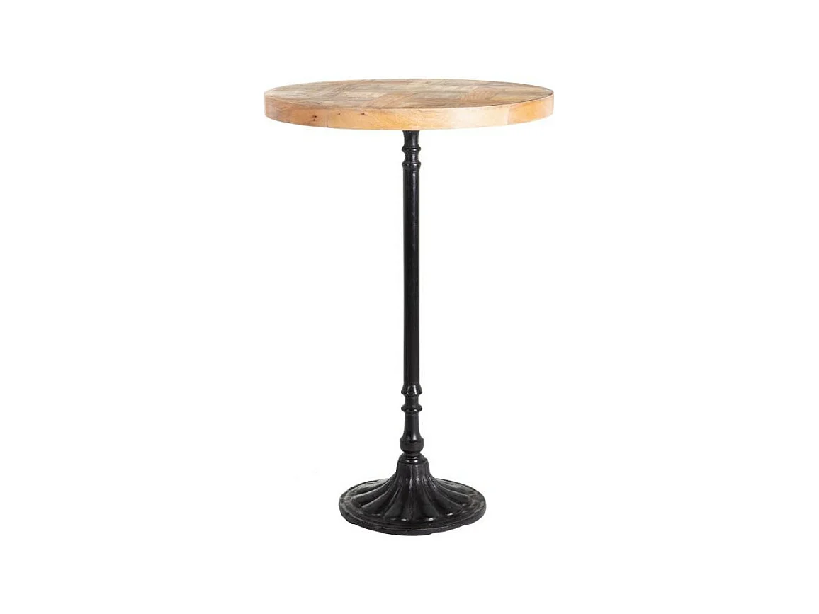 Table haute ronde Bois/Métal scuplté - SALY
