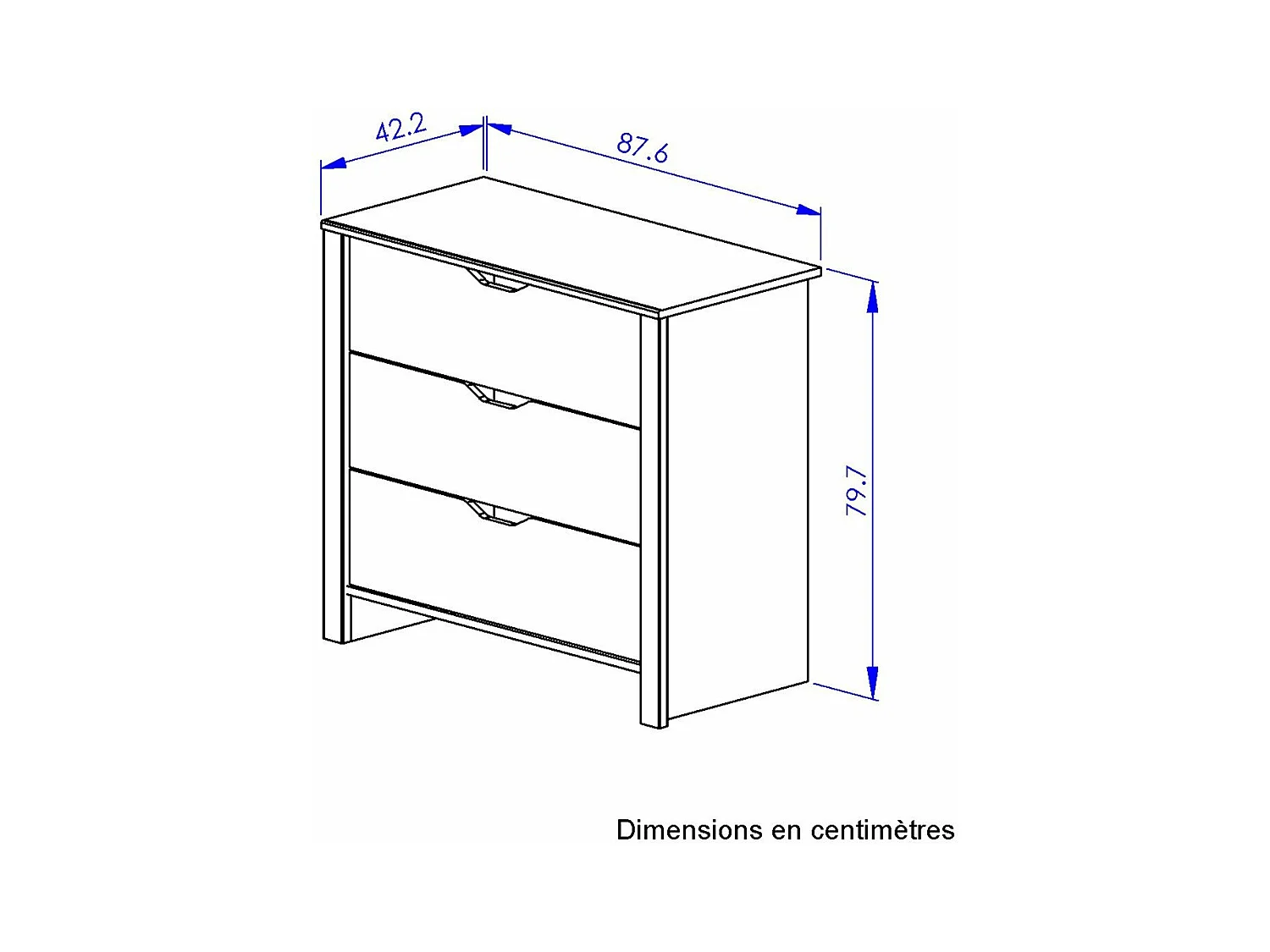 Ladekast 3 laden Nairobi - L88 x H80 x D43 cm