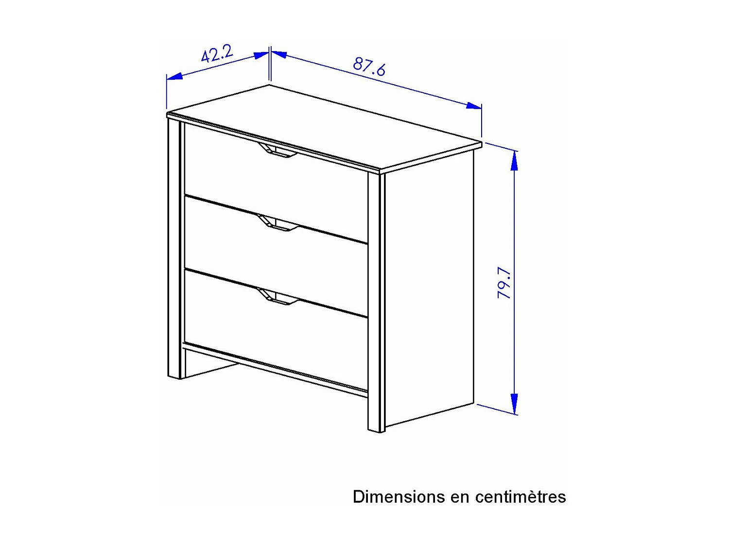 Ladekast 3 laden Nairobi - L88 x H80 x D43 cm