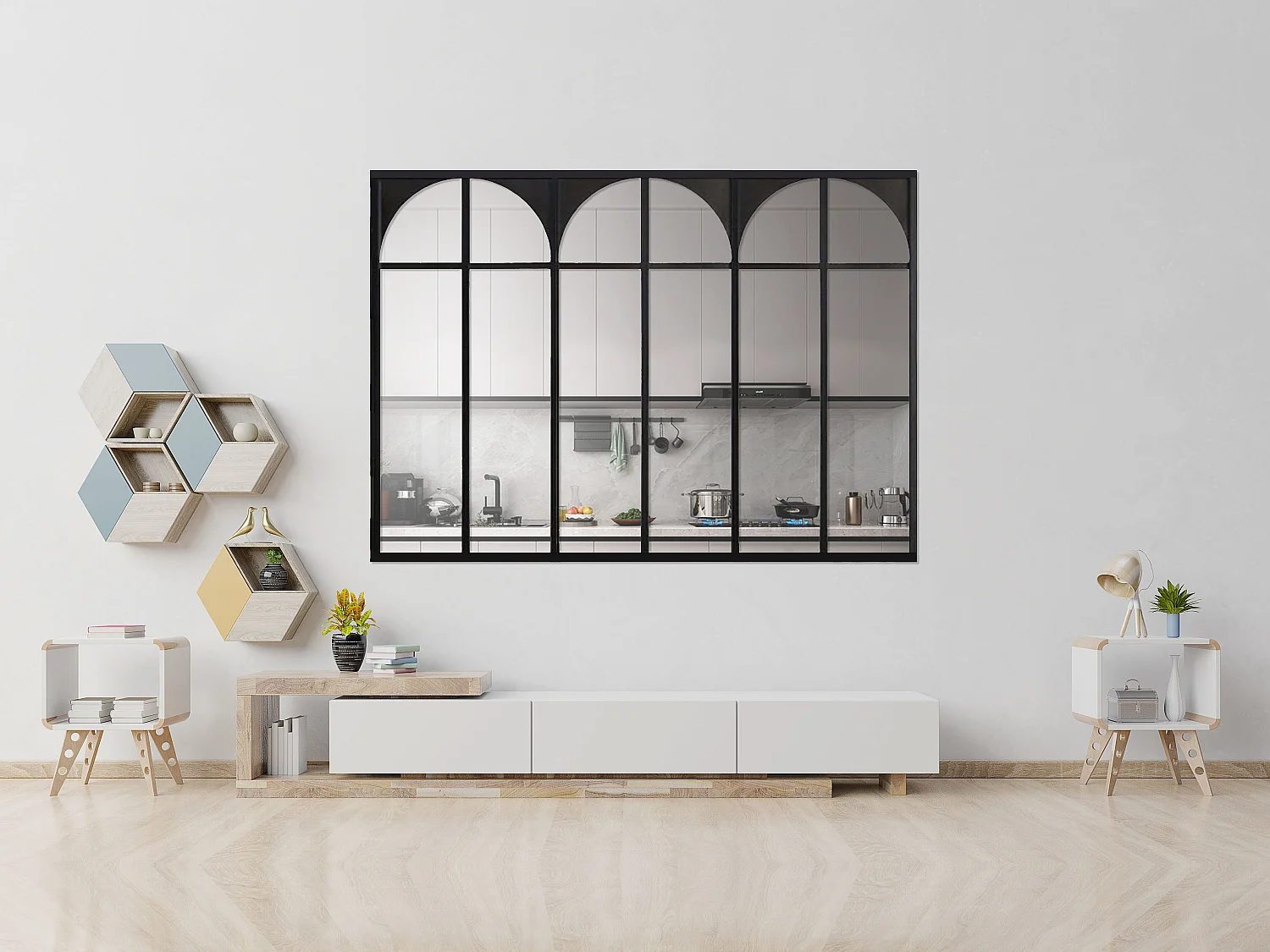 Verrière atelier art déco en aluminium thermolaqué 180x130 cm - Noir - ARCADEA