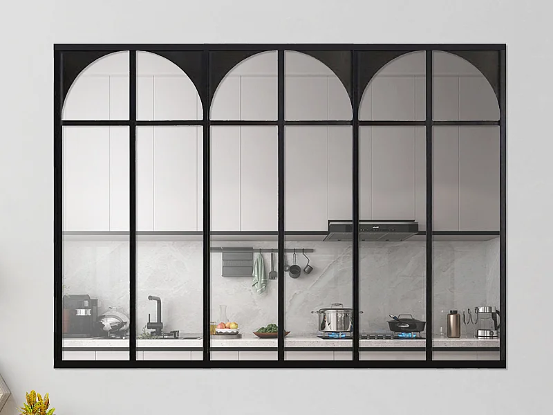 Verrière atelier art déco en aluminium thermolaqué 180x130 cm - Noir - ARCADEA