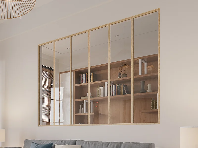 Verrière atelier en aluminium thermolaqué - 180x130 cm - Naturel clair - BAYVIEW