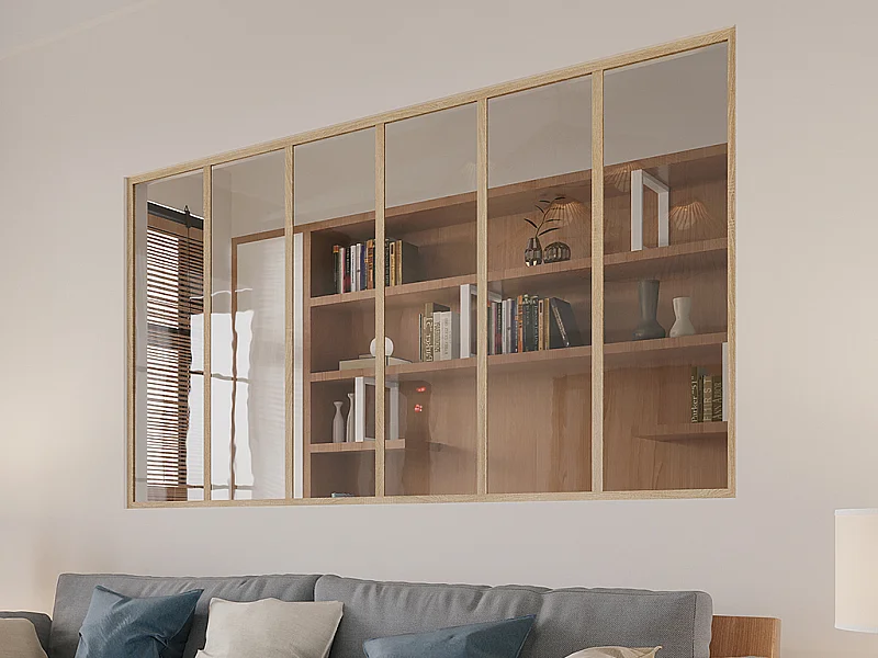 Atelier-Glaswand - 180 x 105 cm - thermolackiertes Aluminium - Holzfarben hell - BAYVIEW