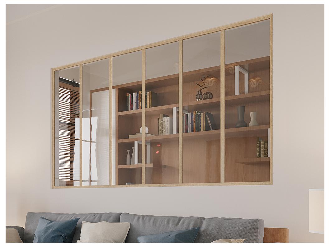 Verrière atelier en aluminium thermolaqué - 180x105 cm - Naturel clair - BAYVIEW