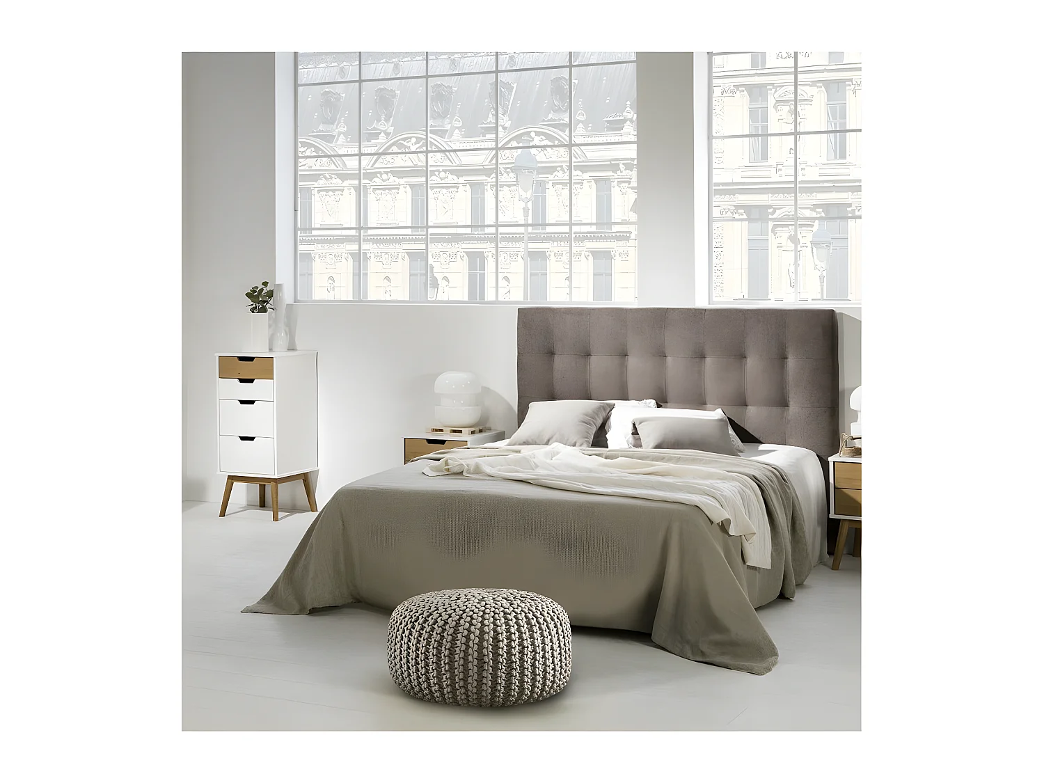 Chiffonnier 4 tiroirs Blanc/Chêne - BASTOS