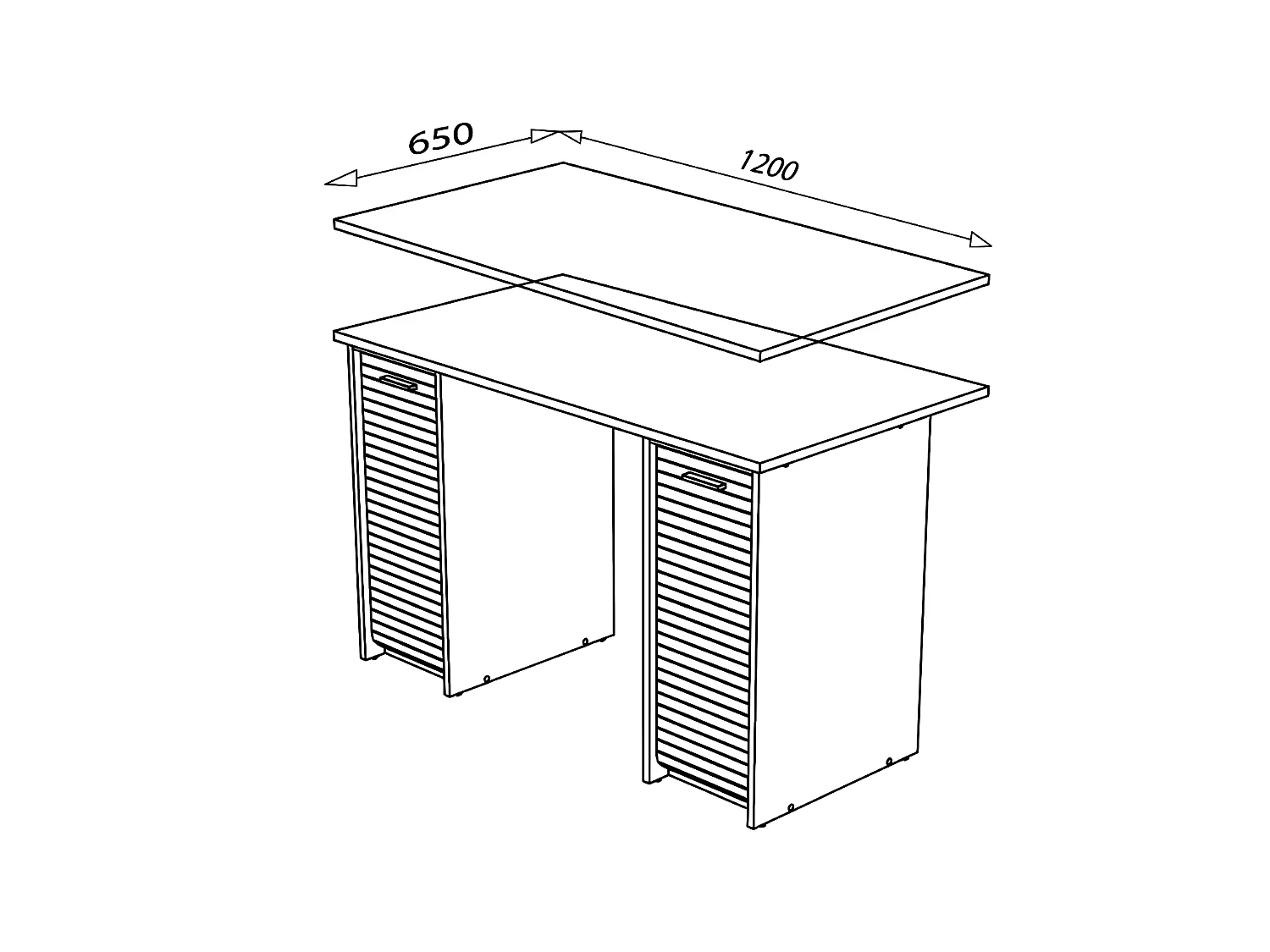 Bureau aménagé à rideaux Blanc - FENDY n°14