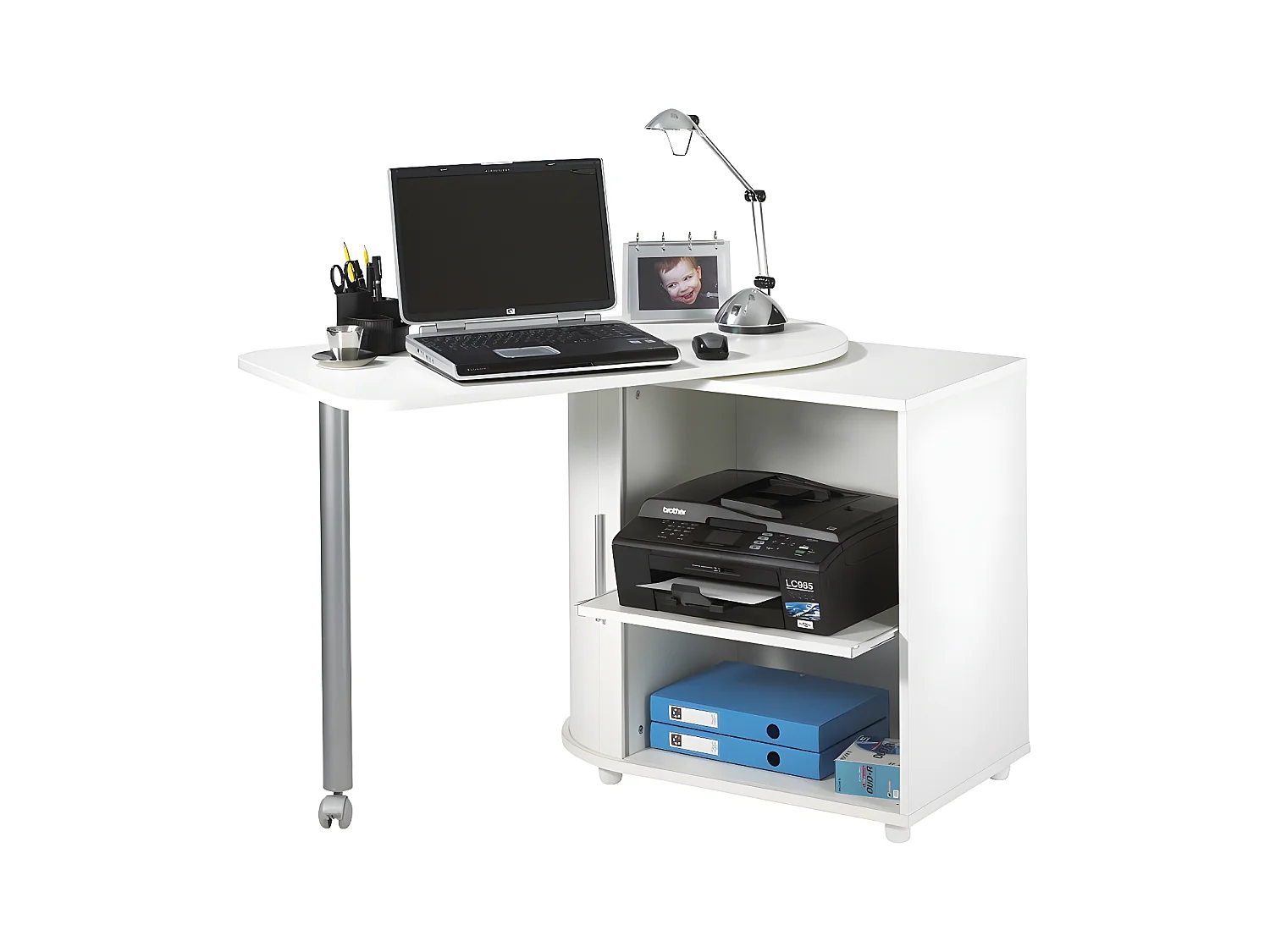 Bureau plateau pivotant et rangement à rideau - SLIDE n°11