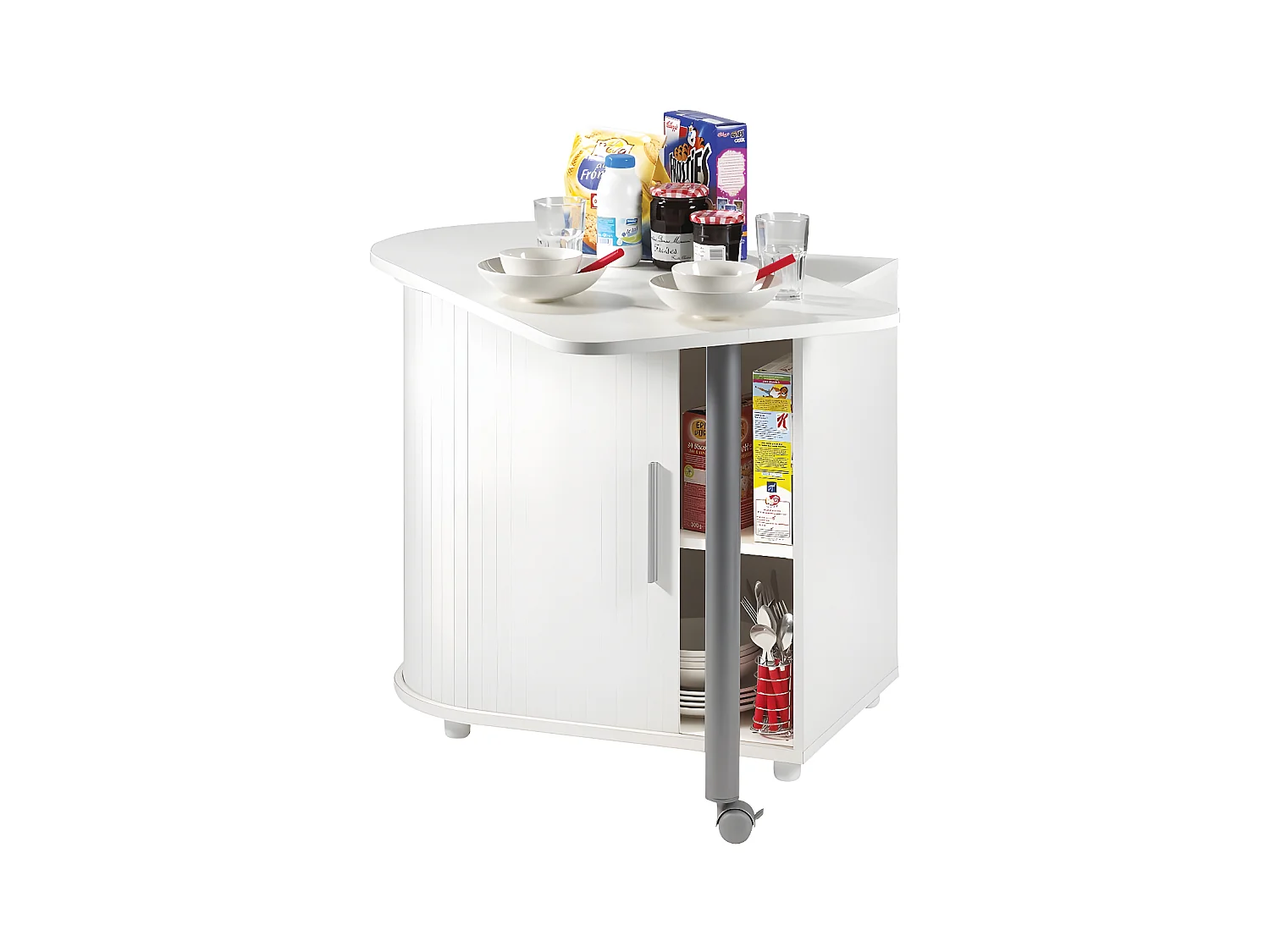 Bureau plateau pivotant et rangement à rideau - SLIDE n°11