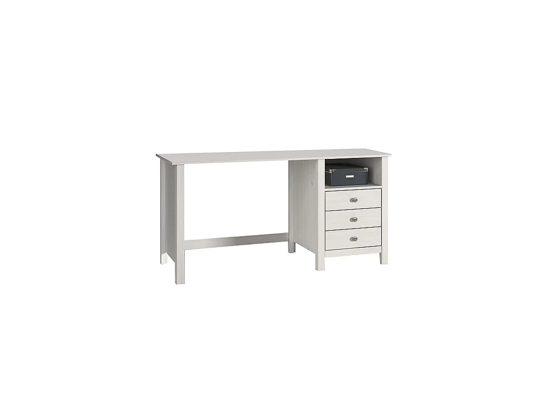 Bureau 3 tiroirs 1 niche Blanc - CHOUET