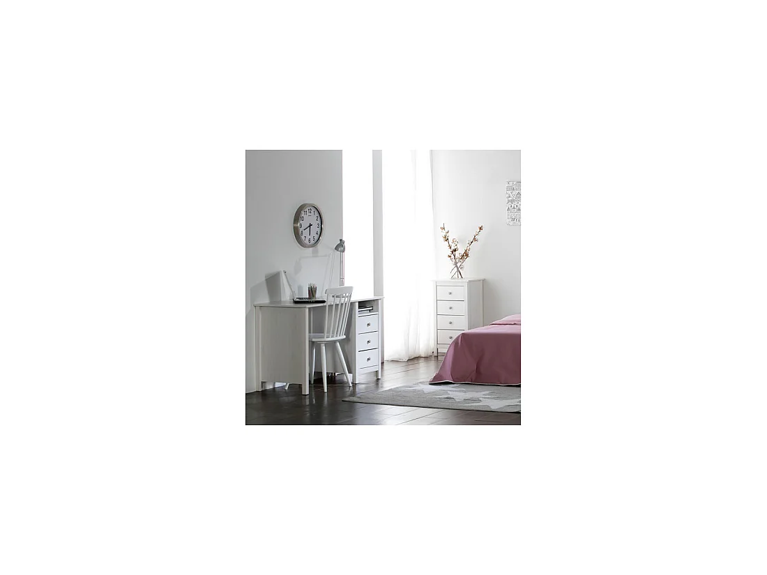 Bureau 3 tiroirs 1 niche Blanc - CHOUET
