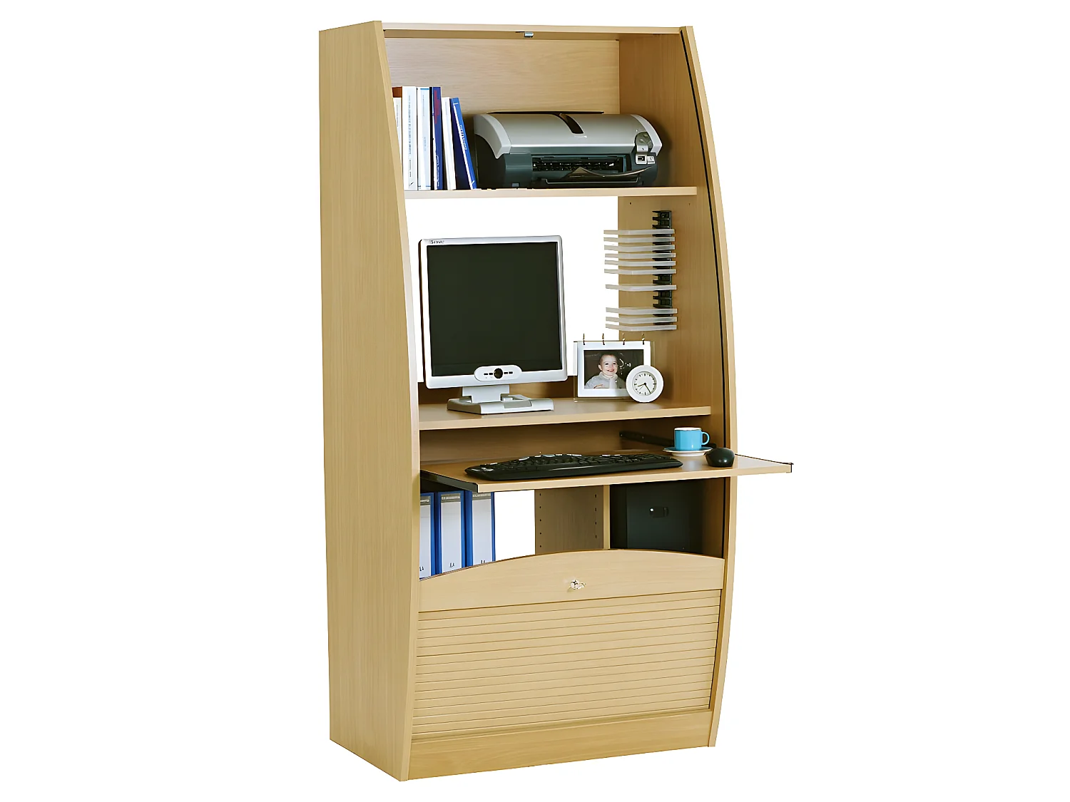 Colonne informatique à rideau Chêne taille L - INFO