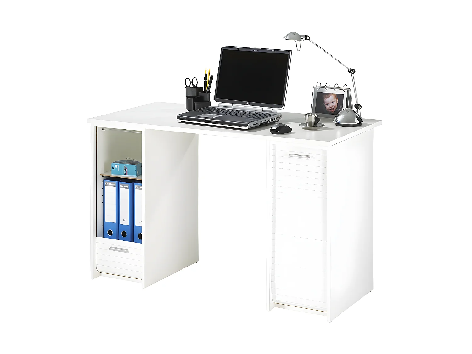 Bureau aménagé à rideaux Blanc - FENDY n°1