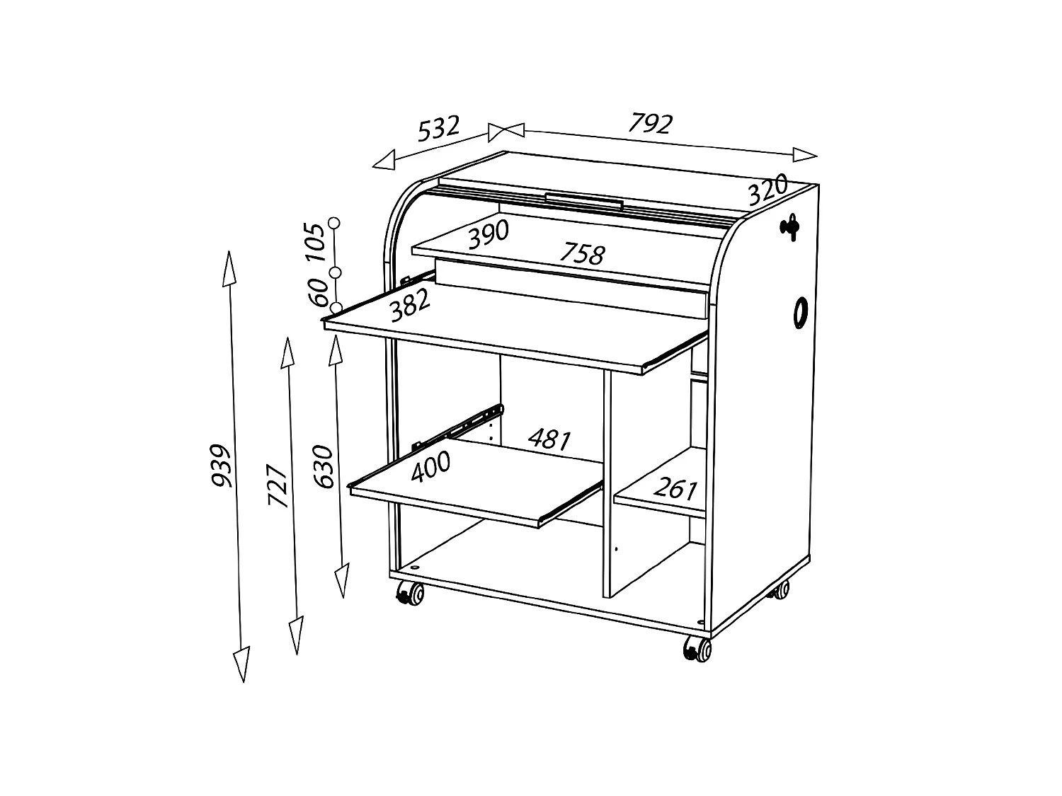 Bureau secrétaire à rideau Blanc - TOP n°2