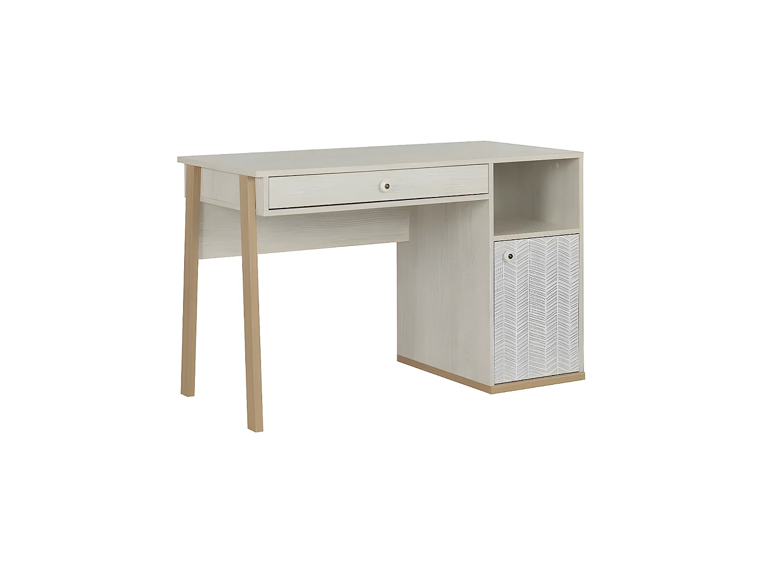 Bureau 1 porte 1 tiroir Bois blanchi - SOLVEIG