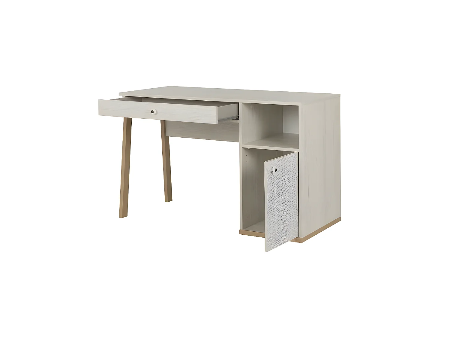 Bureau 1 porte 1 tiroir Bois blanchi - SOLVEIG