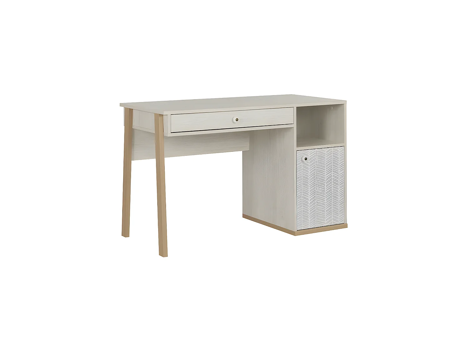 Bureau 1 porte 1 tiroir Bois blanchi - SOLVEIG