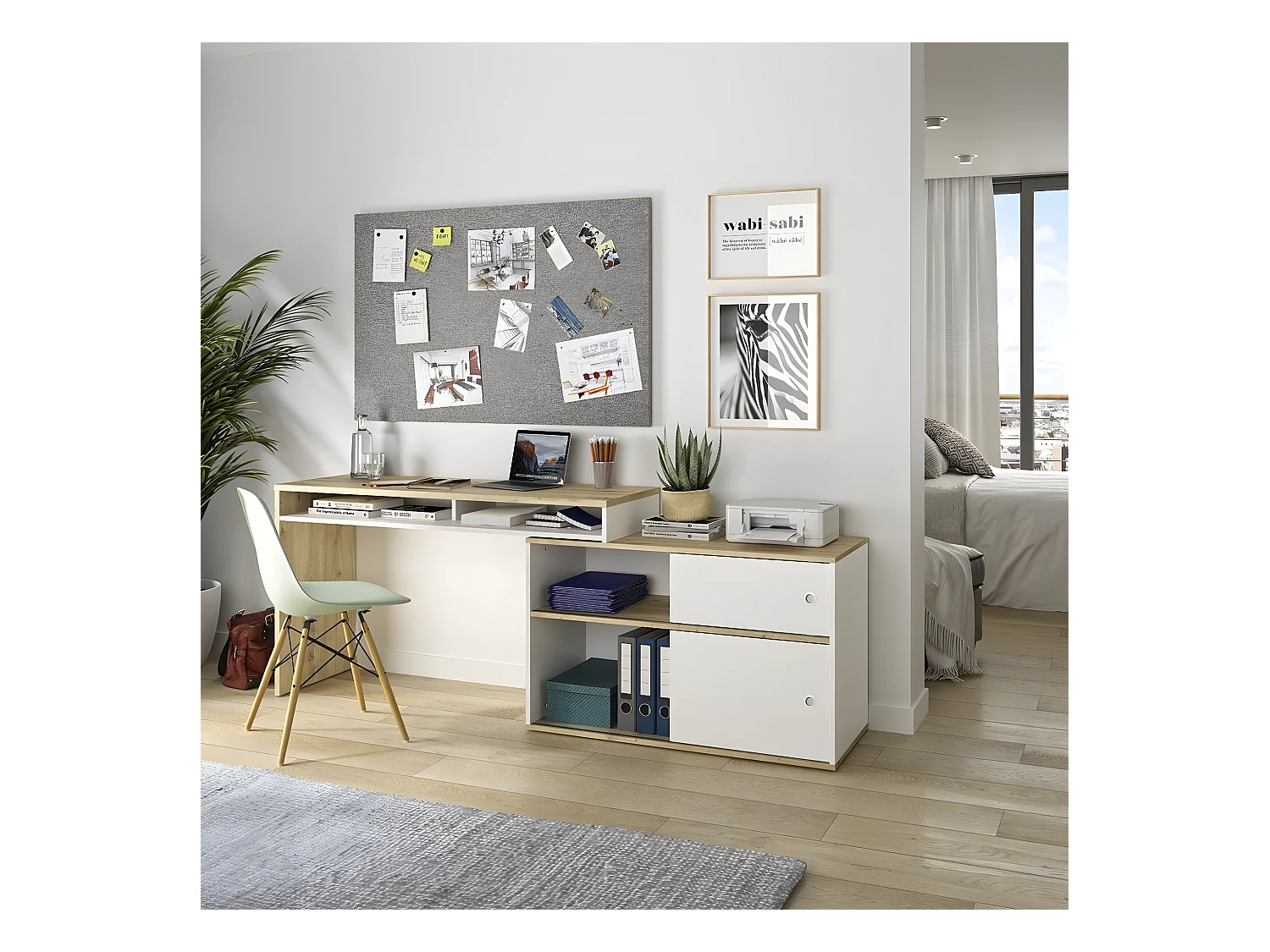 Modulair bureau Modula - L203/130 x H76/62 x P45 cm