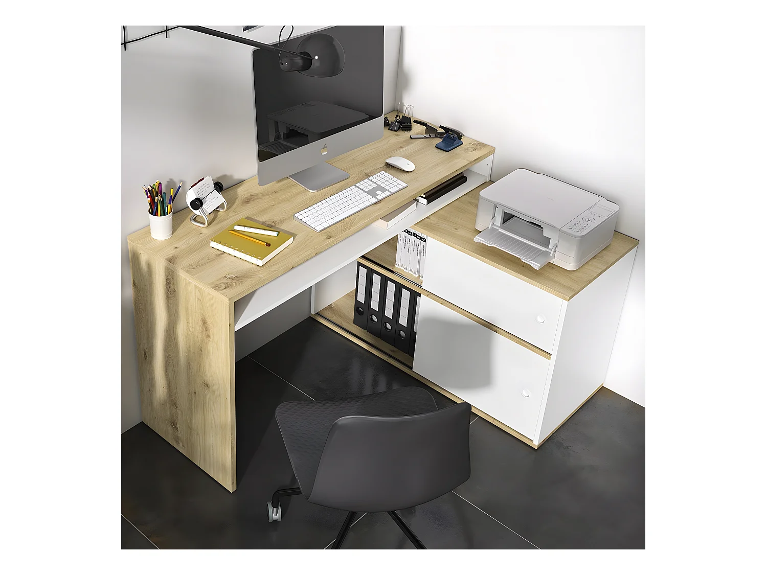 Modulair bureau Modula - L203/130 x H76/62 x P45 cm