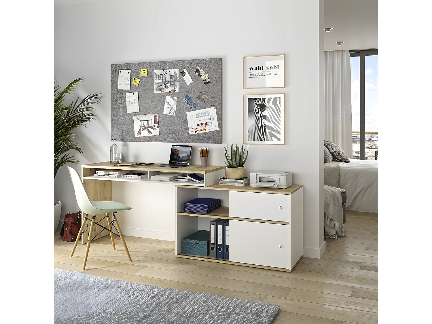 Bureau modulable Modula - L203/130 x H76/62 x P45 cm