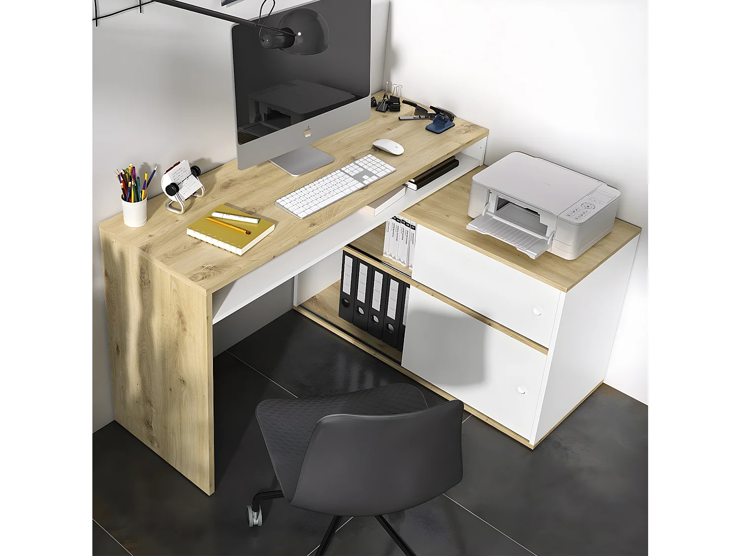 Bureau modulable Modula - L203/130 x H76/62 x P45 cm