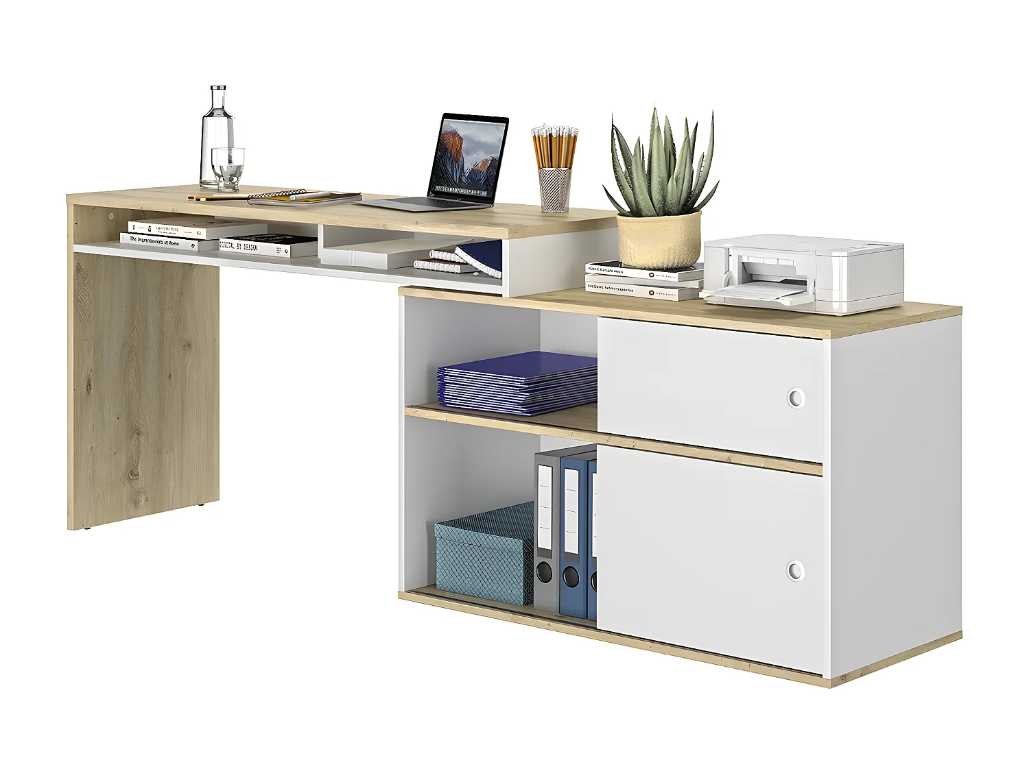 Bureau modulable Modula - L203/130 x H76/62 x P45 cm