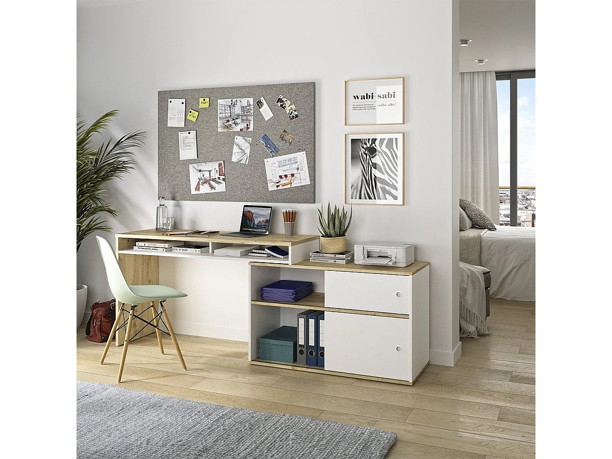Modulair bureau Modula - L203/130 x H76/62 x P45 cm