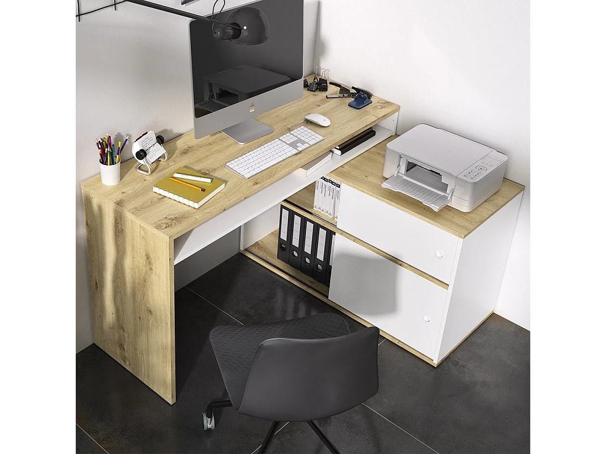 Modulair bureau Modula - L203/130 x H76/62 x P45 cm