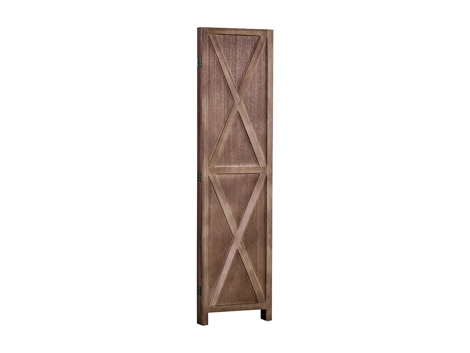 Paravent intérieur 4 panneaux style campagnard chic - séparateur de pièce avec croisillons - bois paulownia effet vieilli