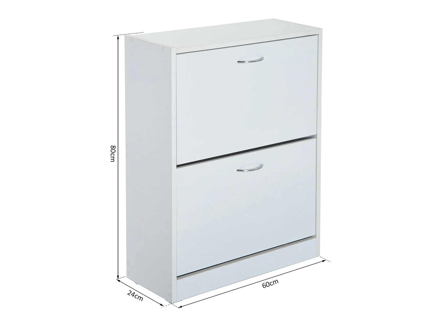 Armoire à chaussures meuble à chaussures dim. 60L x 24l x 80H cm 2 portes abattantes blanc