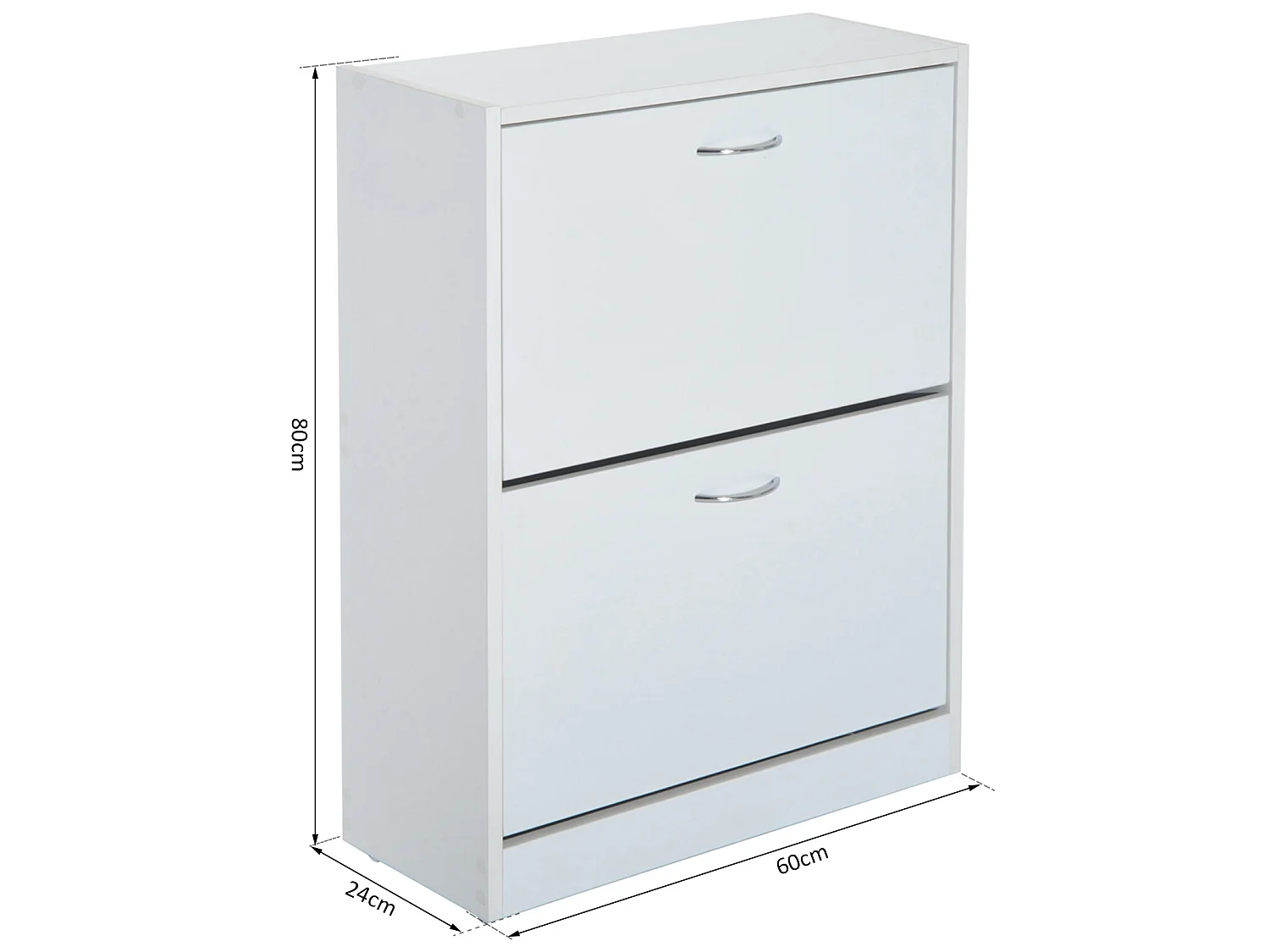 Armoire à chaussures meuble à chaussures dim. 60L x 24l x 80H cm 2 portes abattantes blanc
