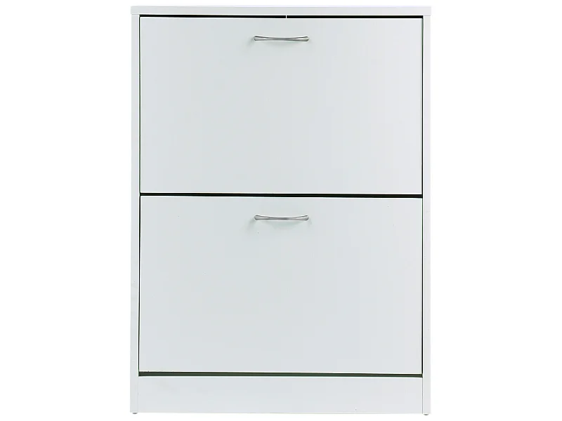 Armoire à chaussures meuble à chaussures dim. 60L x 24l x 80H cm 2 portes abattantes blanc