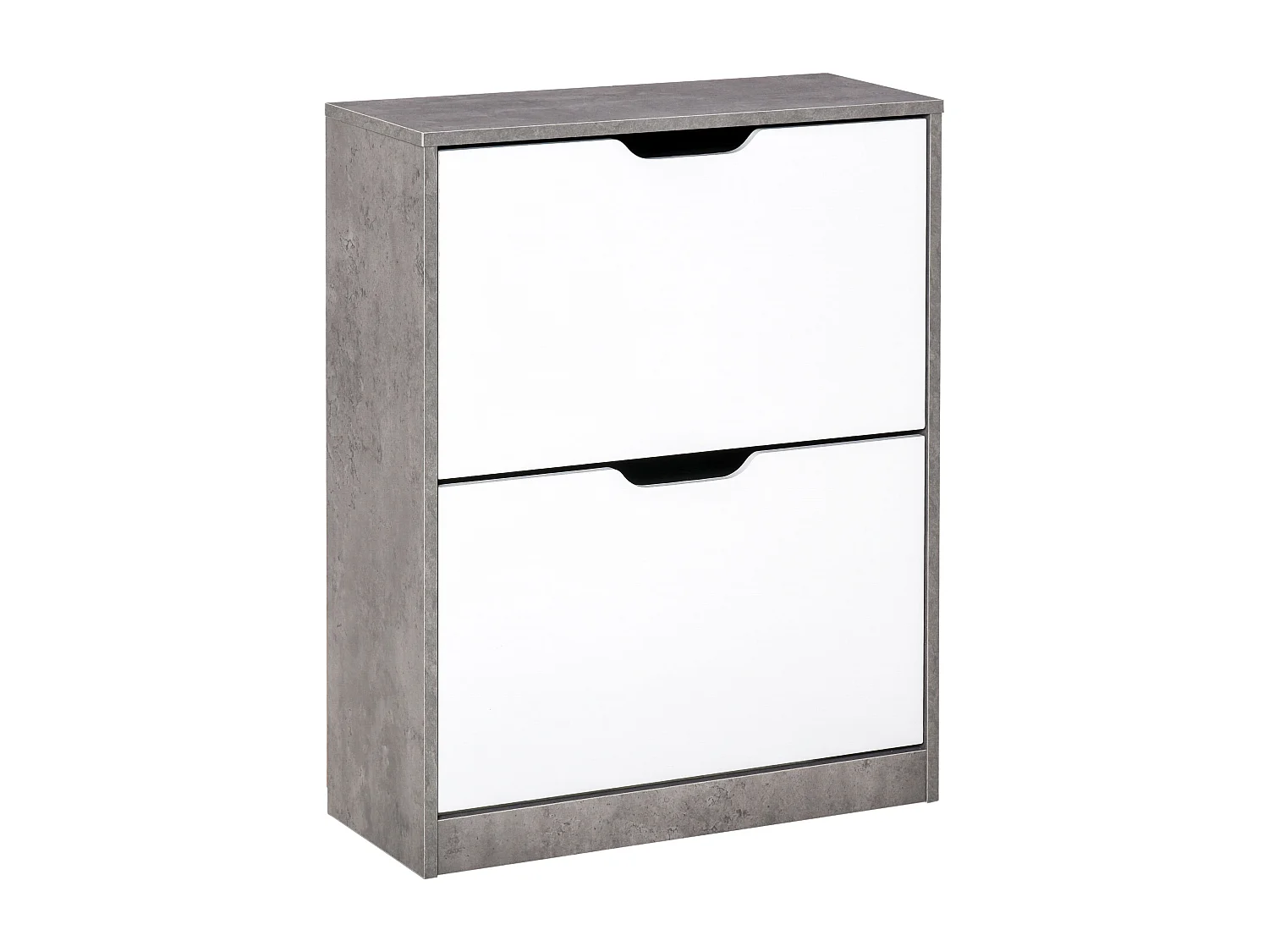 Armoire à chaussures meuble à chaussures dim. 62L x 26l x 81H cm 2 portes abattantes blanc effet béton ciré