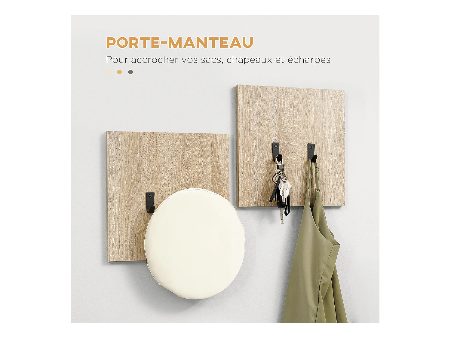 Ensemble de meubles d'entrée - organisateur d'entrée - meuble à chaussures banc 2 en 1, 4 patères, 2 étagères - noir aspect chêne clair