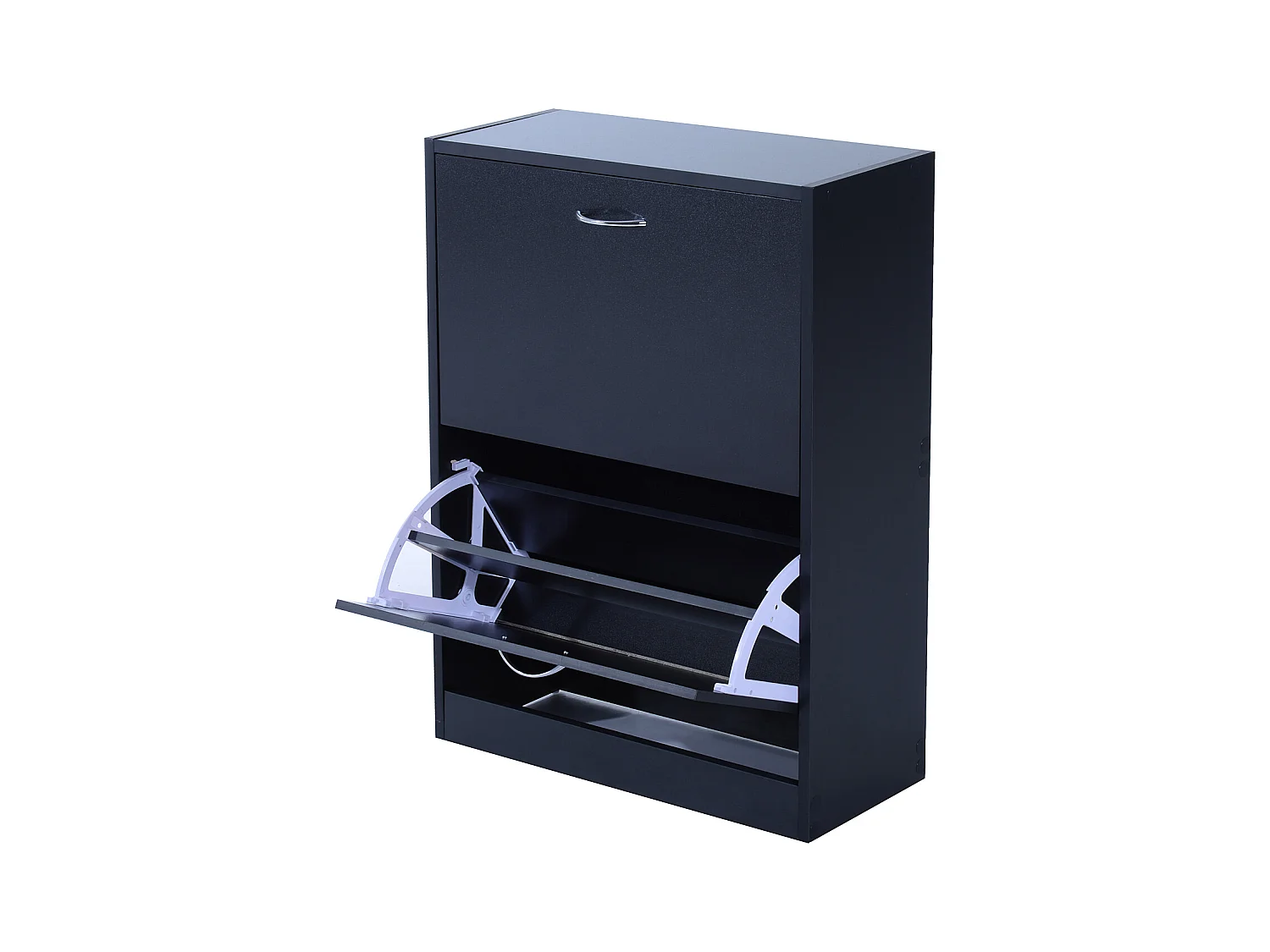 Meuble à chaussures double compartiment à bascule 60L x 24l x 80H cm panneaux de particules noir