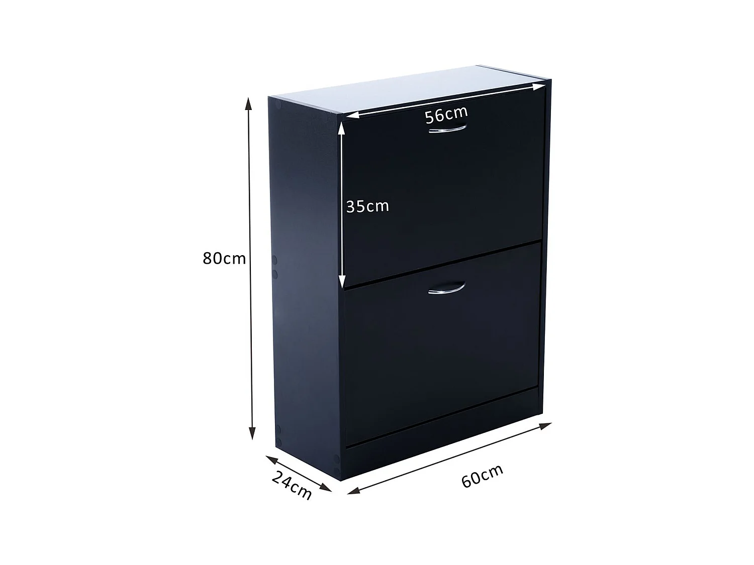 Meuble à chaussures double compartiment à bascule 60L x 24l x 80H cm panneaux de particules noir