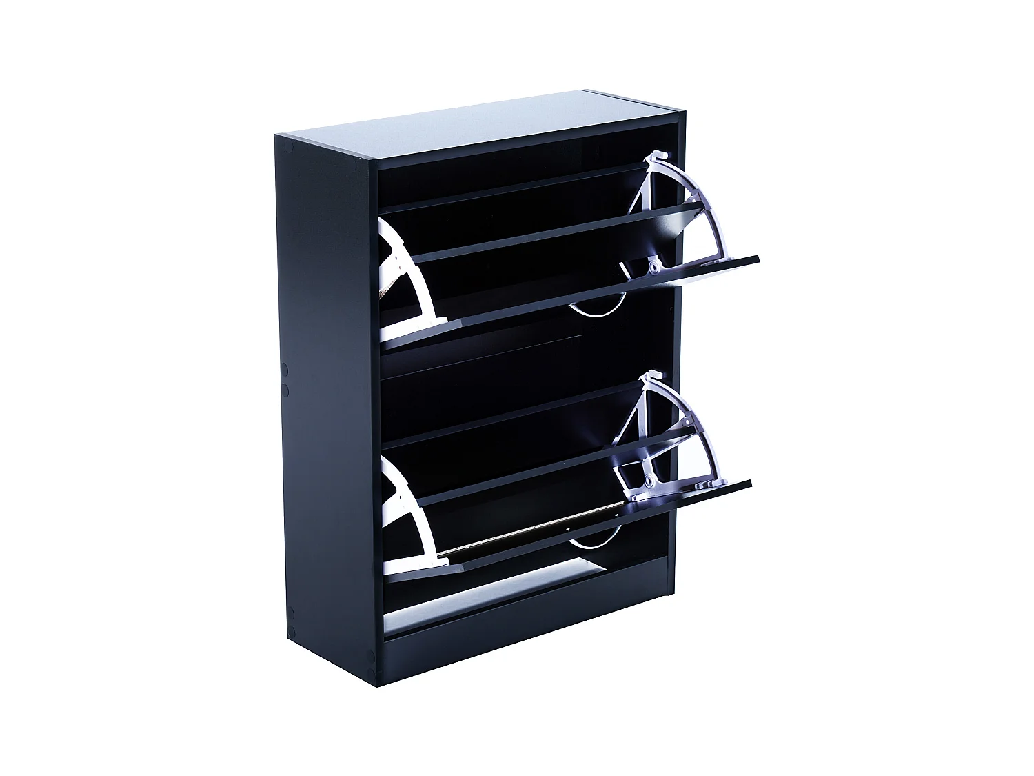 Meuble à chaussures double compartiment à bascule 60L x 24l x 80H cm panneaux de particules noir