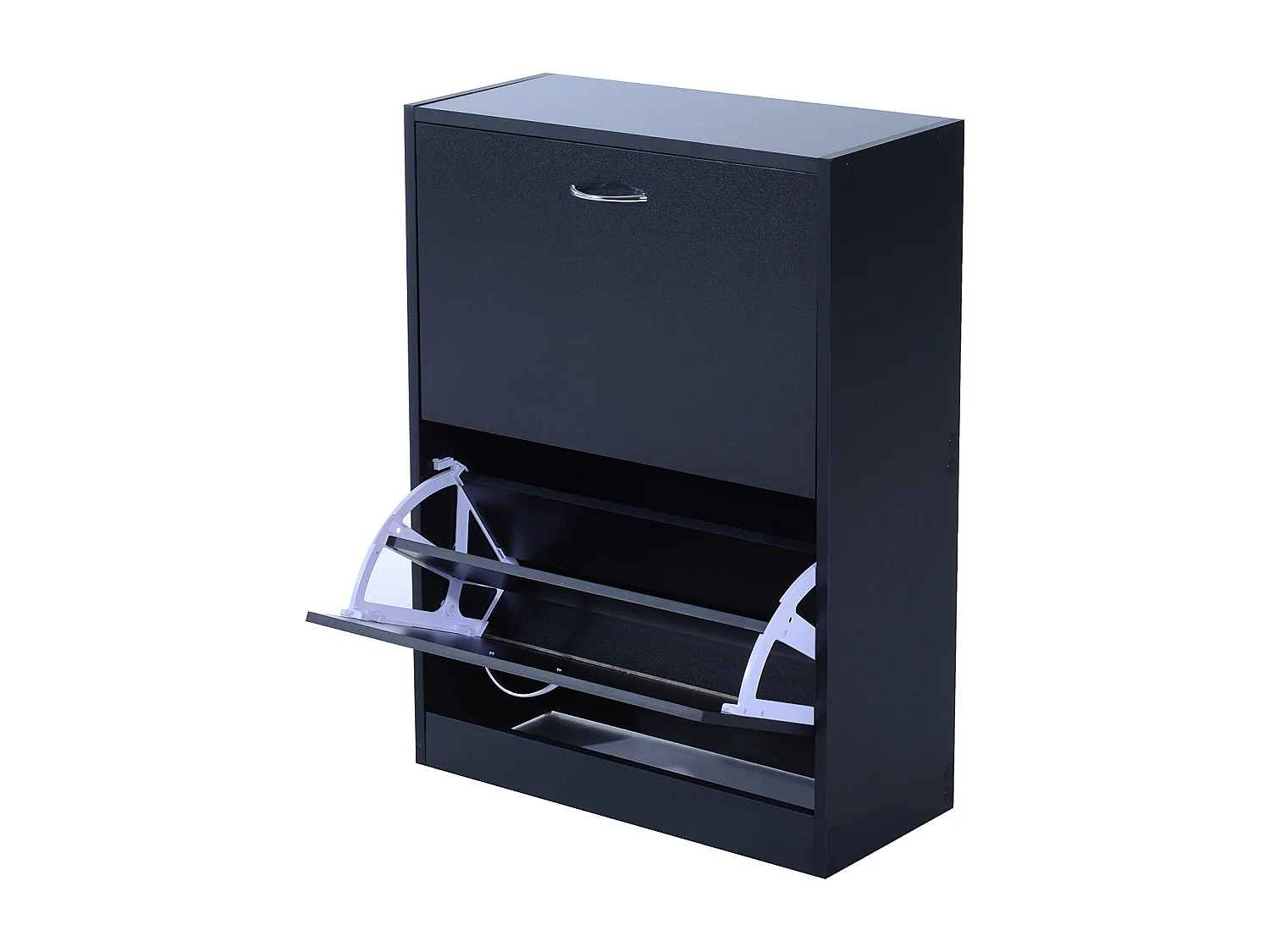 Meuble à chaussures double compartiment à bascule 60L x 24l x 80H cm panneaux de particules noir