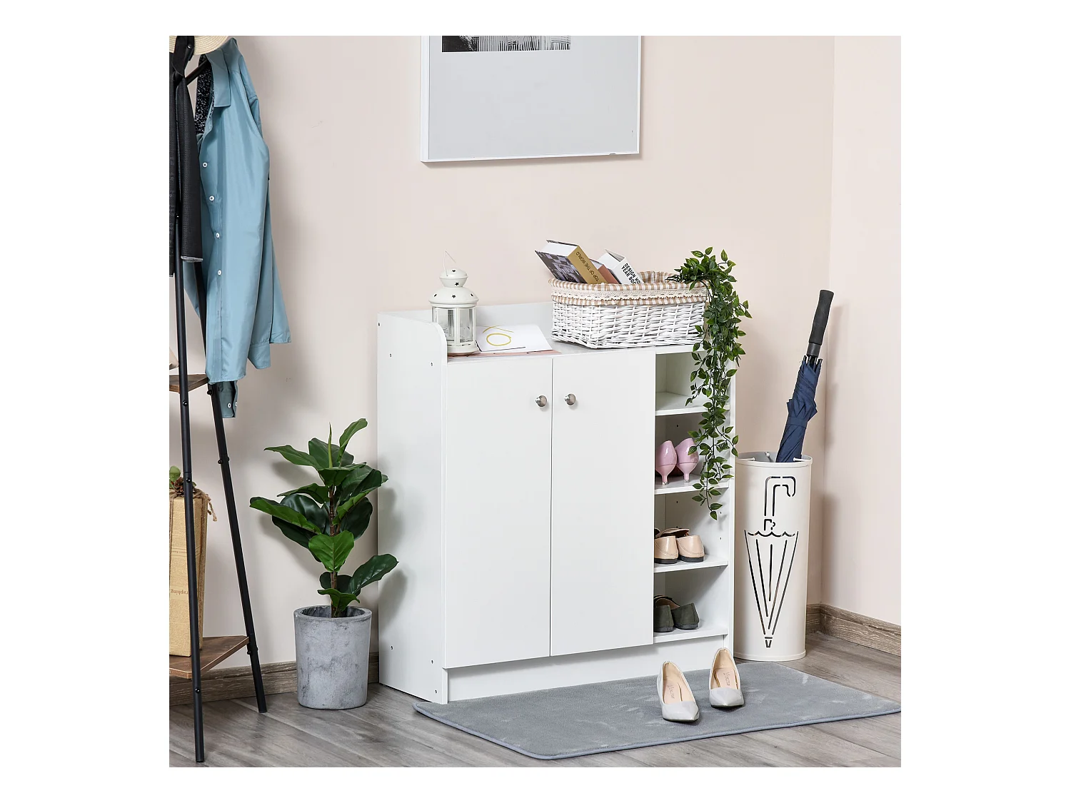 Armoire / etagere / meuble a chaussures très pratique en panneaux de particules blanc