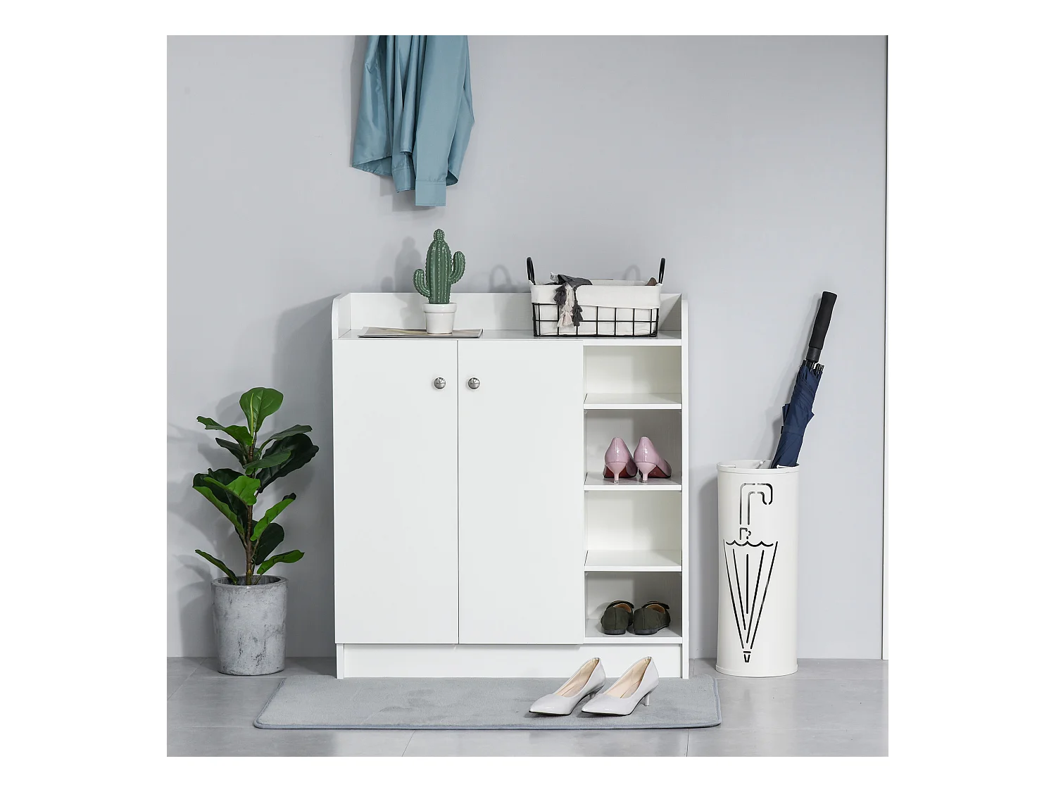Armoire / etagere / meuble a chaussures très pratique en panneaux de particules blanc