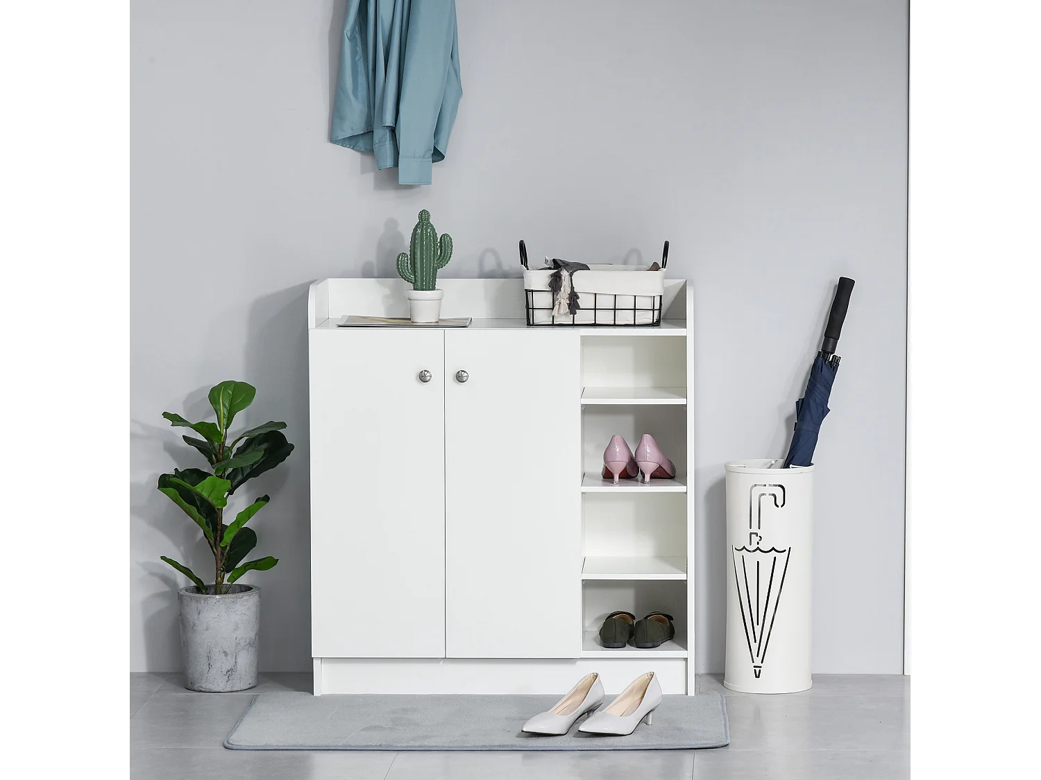 Armoire / etagere / meuble a chaussures très pratique en panneaux de particules blanc